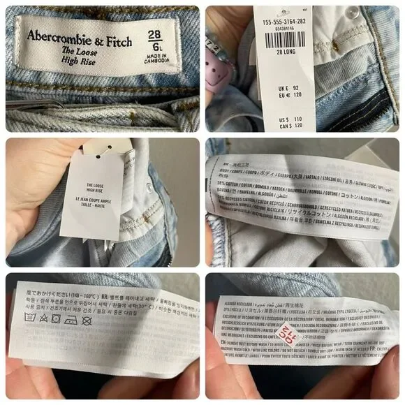 NWT Abercrombie & Fitch The Loose High Rise Belted Jeans in Light Wash - Picture 5 of 6